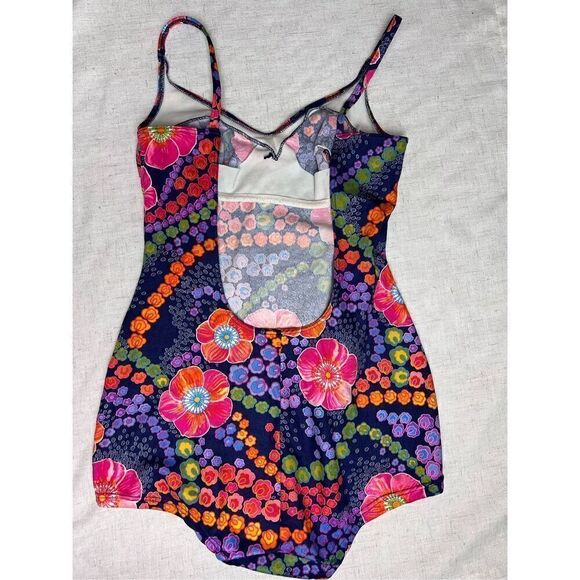 Vintage 1970s Flower Power Swimsuit Bathing Suit - Picture 3 of 5